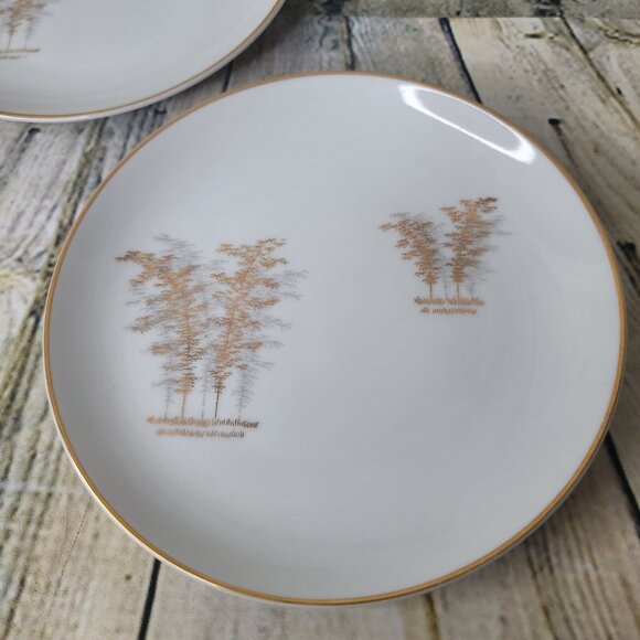 Fukagawa Arita 901 Japan Set of 2  7.5 Inch Dessert Plates Gold Bamboo - Picture 2 of 3